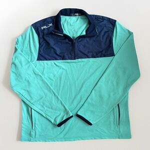 RLX‎ Ralph Laruen Golf Men's Sweater Jacket Green Blue Stretch Wicking Size LG